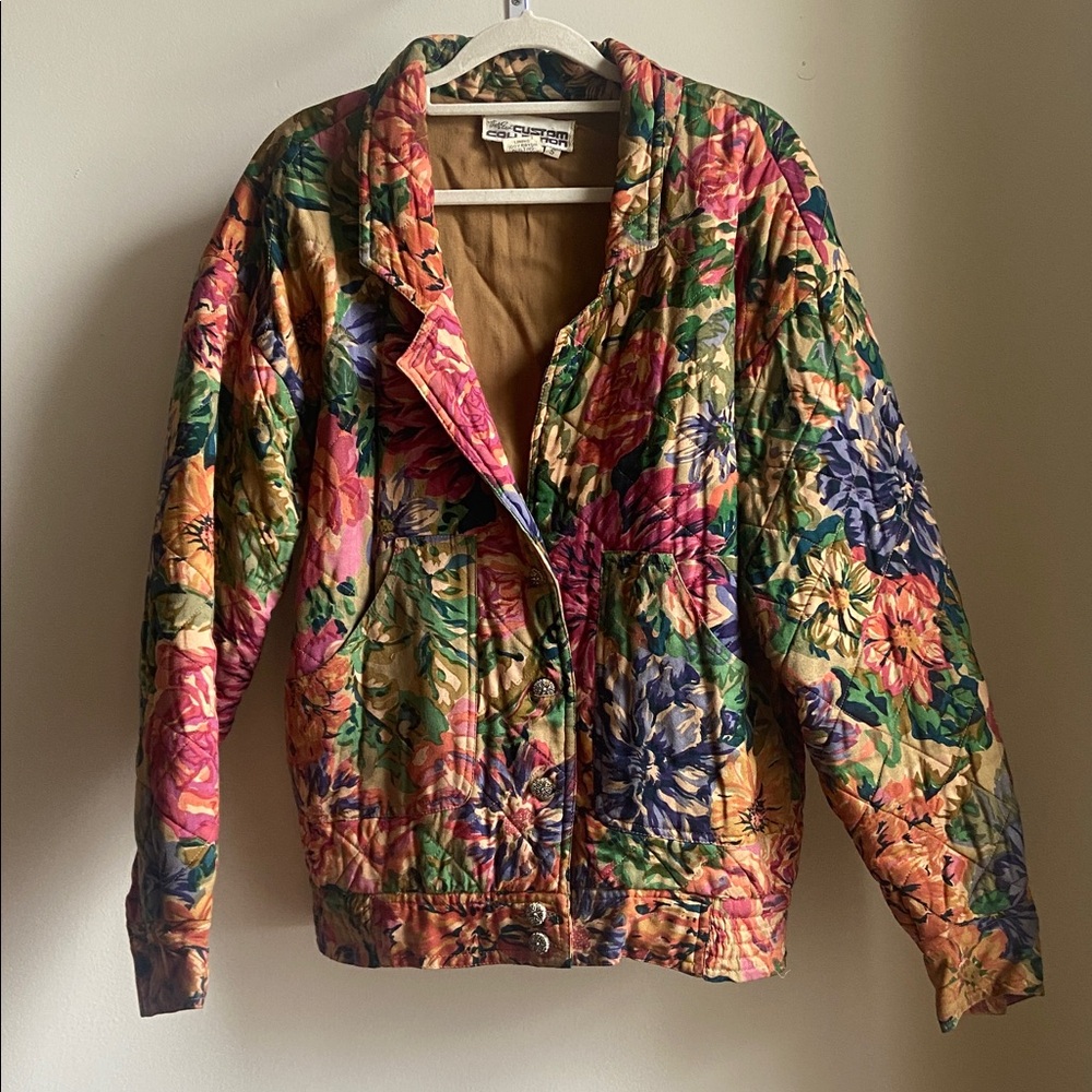 Vintage Floral Quilted Bomber Jacket